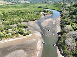 Aerial View of a Rivermouth into the ocean