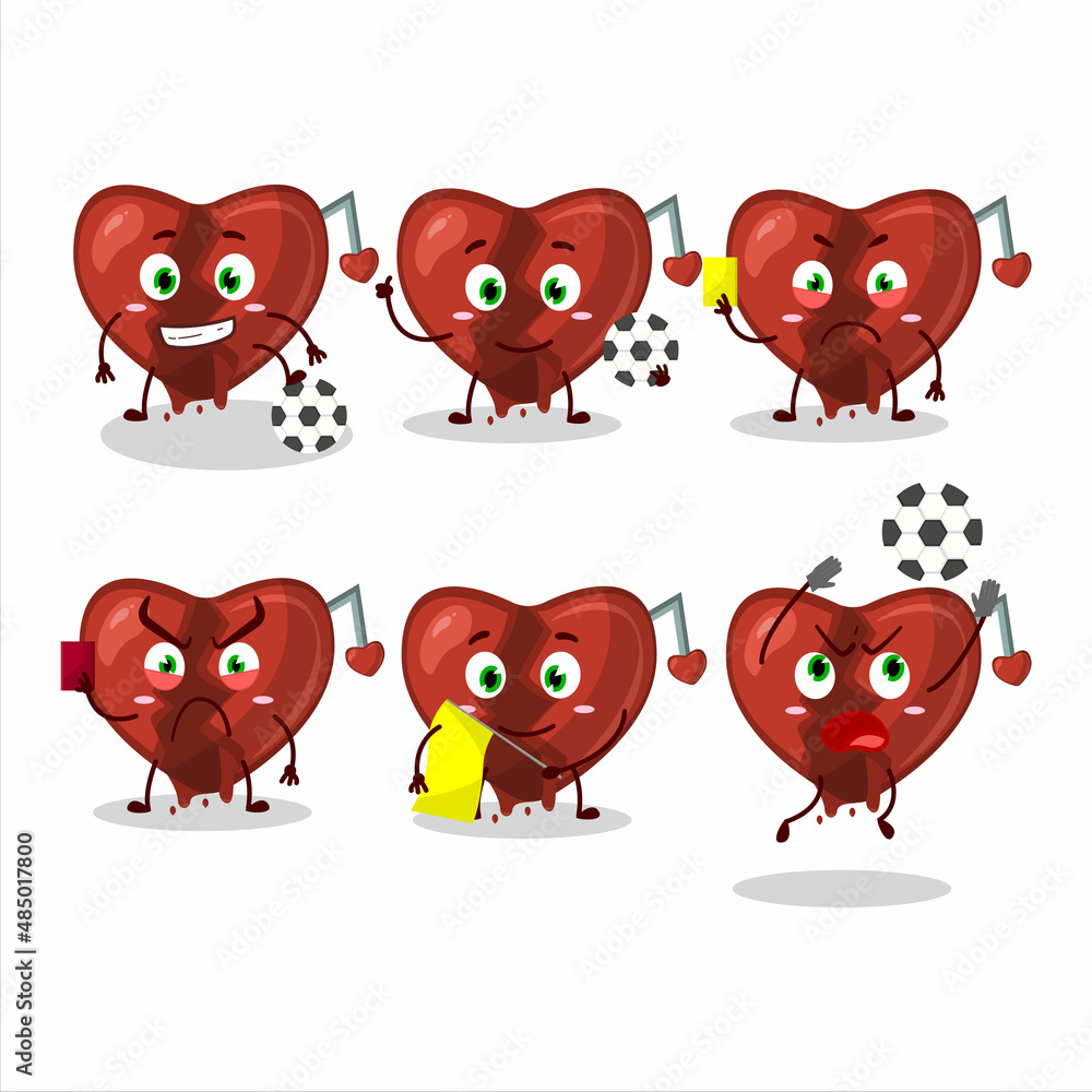 Poster Broken heart love cartoon character working as a Football referee