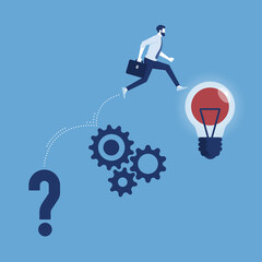 Question, decision, idea. Process of intellectual work, Businessman thinks about solving a problem, business solving a problem process concept