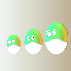 Three eggs that show emotions