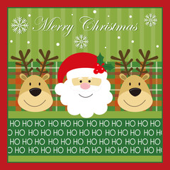 merry christmas card with santa claus and reindeer