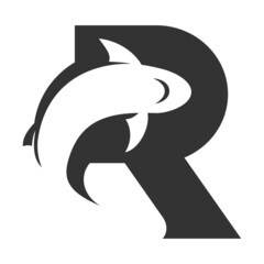 letter R and the shark Icon Illustration Brand Identity