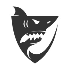 Shark and shield Icon Illustration Brand Identity