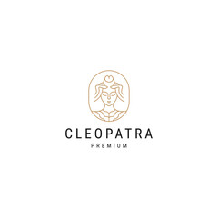 Egyptian queen cleopatra line art logo icon design template. Elegant Luxury, Modern