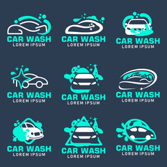 set of Car wash logo design vector Template, Car Wash Logo, Cleaning Car, Washing and Service Vector Logo Design concept