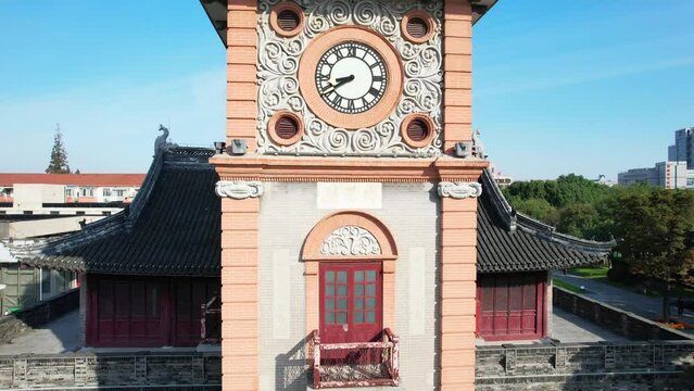 Urban environment of Nantong bell tower in Jiangsu Province