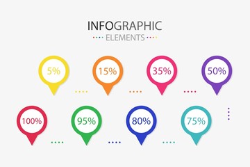 Set of modern text box infographics elements check-in shape for use in business. Infographics elements with colorful.