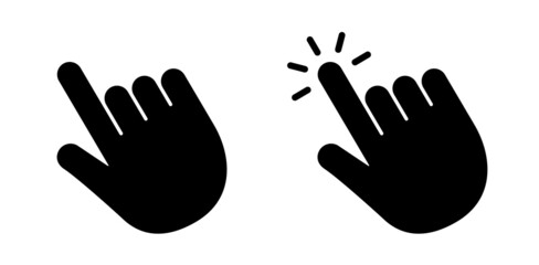 Hand click touch and push button icon