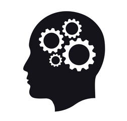 Head and gears vector icon