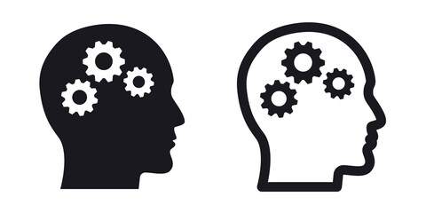 Head with gears brainstorming icon