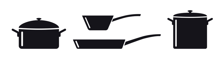 Pot and pan vector icon set