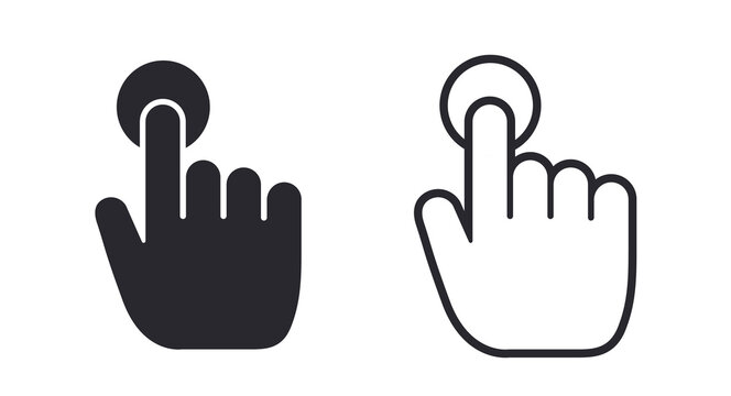 Hand click or touch button icon