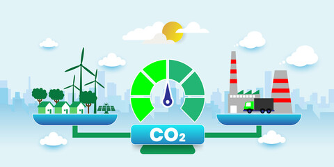 carbon neutral co2 balance concept With icons. Cartoon Vector People Illustration
Description81