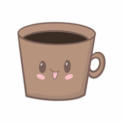 Cute kawaii coffee. Vector illustration.