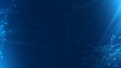 Fototapeta premium Abstract blue polygon tech network with connect technology background. Abstract dots and lines texture background. 3d rendering.
