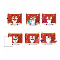 Fototapeta premium Professor red paper roll chinese academic cartoon character working on laboratory