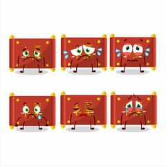 Red paper roll chinese cartoon character with sad expression