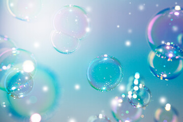Beautiful Colorful Transparent Soap Bubbles Background	

