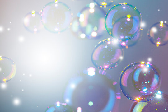Beautiful Colorful Transparent Soap Bubbles Background	
