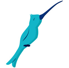 Vector colibrí azul minimalista mirando al cielo © Aldadeyta