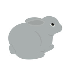 Vector illustration of gray rabbit isolated on a white background.