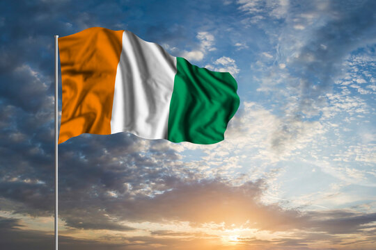 Waving National flag of Republic of Cote d'Ivoire