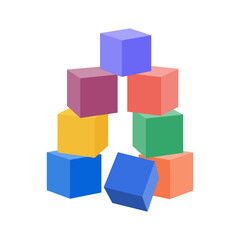 Children s toys cubes. Colorful cubes for children. Educational children s toys. Vector illustration