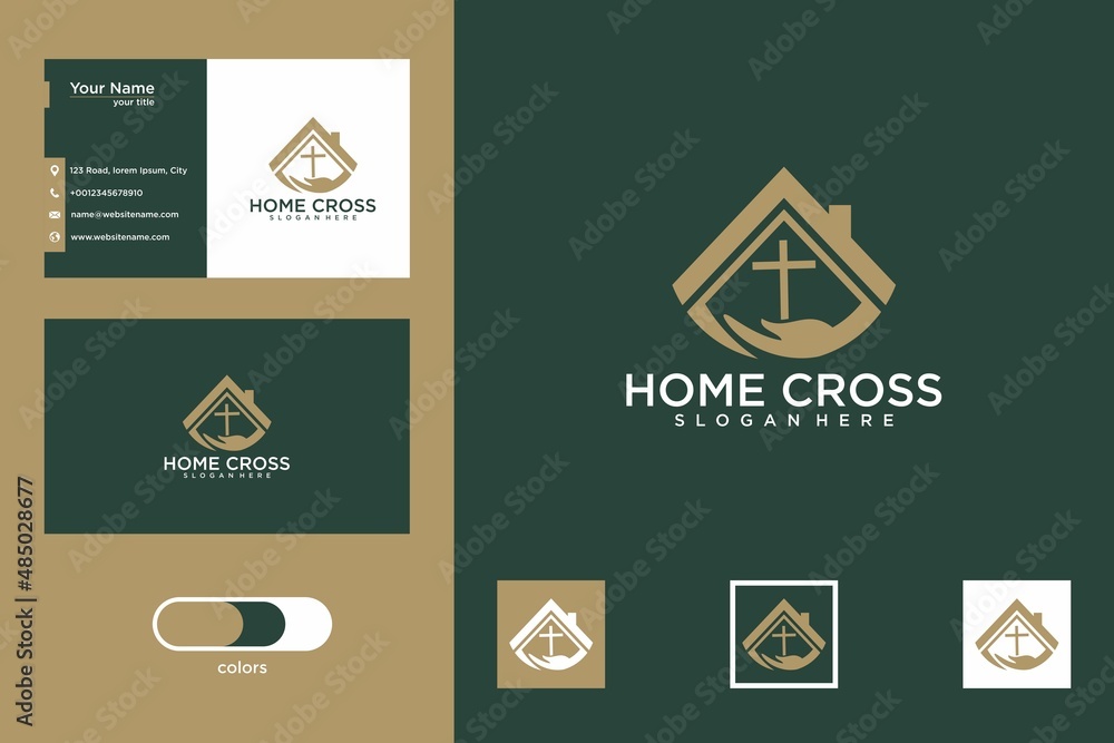 Sticker home cross with care logo design template