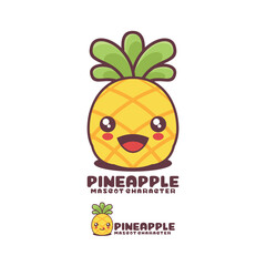vector pineapple cartoon mascot, with a happy expression, suitable for, logos, prints, stickers, etc