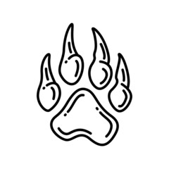 Footprints of a big cat. Paw tiger in line art design
