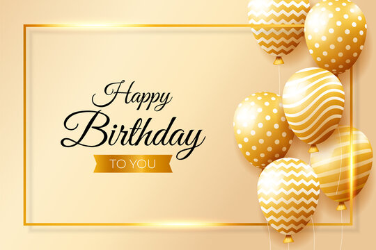 Happy birthday background design with realistic balloons