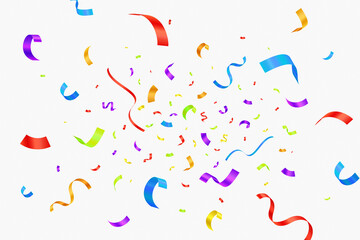 Realistic colorful confetti background.