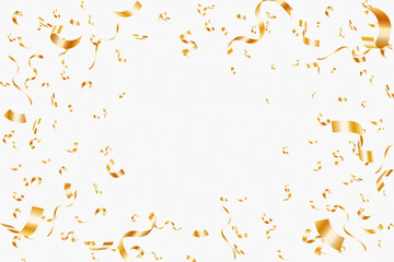 Realistic golden confetti background.