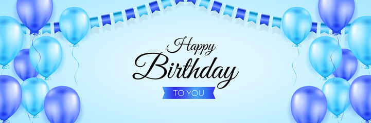 Happy birthday background design with realistic balloons