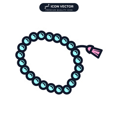 Holy rosary. religious accessory with tassel icon symbol template for graphic and web design collection logo vector illustration