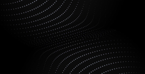 black background with particle line wave