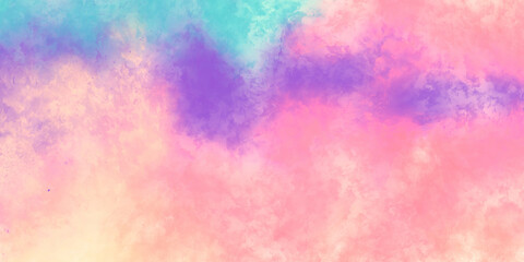 Abstract blue watercolor paint background design with colorful orange pink borders and bright center. multicolor colors Grunge design.