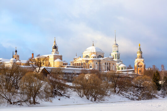 Novotorzhsky Borisoglebsky Monastery in Torzhok, Russia. Russian winter landscape