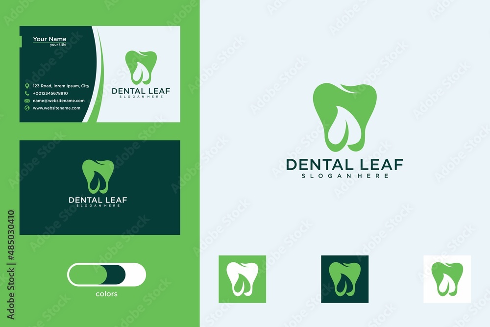 Sticker dental leaf logo design template