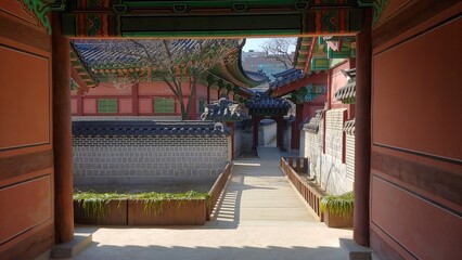 Korean palace with red colors, Changdeokgung Palace