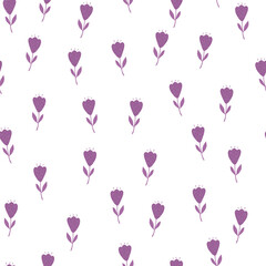 Flower cute seamless pattern. Hand drawn field background.