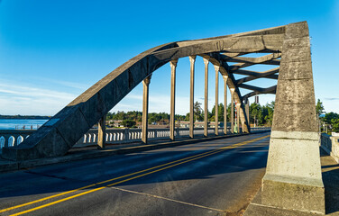The north arch of the Siuslaw River Bridge in Florence, Oregon, USA