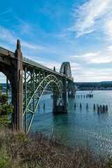 The northern side of the Yaquina Bay Bridge in Newport, Oregon, USA