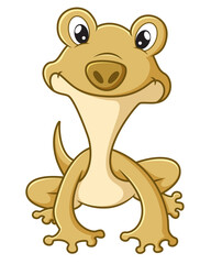 The cute house lizard is creeping on the wall