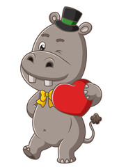 The cute hippopotamus is ready for valentine event