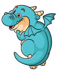 The cute dragon is flying and looking for something