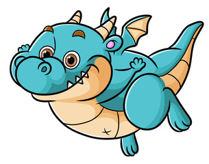 The dragon is flying in the sky with the happy face