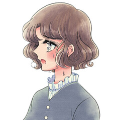 70年代少女漫画イラスト ビックリする少女のバナー 70s Wall Mural 7 水乃みのる