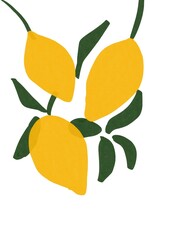 Poster with the image of lemons and leaves. 