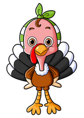 The pretty turkey bird is wearing the headband